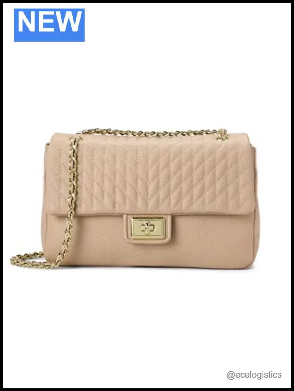 KARL LAGERFELD Shoulder Bag Pebble Leather Satchel Convertible Flap